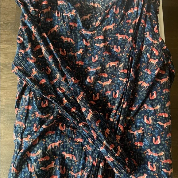 Navy Blouse with Fox Print - Picture 1 of 5